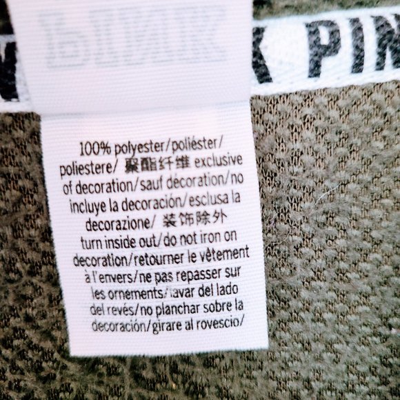 Victoria's Secret PINK Dark Green Fluffy Boyfriend Quarter Zip Pullover Sweater - Picture 10 of 10